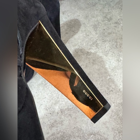 GUCCI SUEDE HEEL SHOES PEEP TOE - Picture 5 of 12